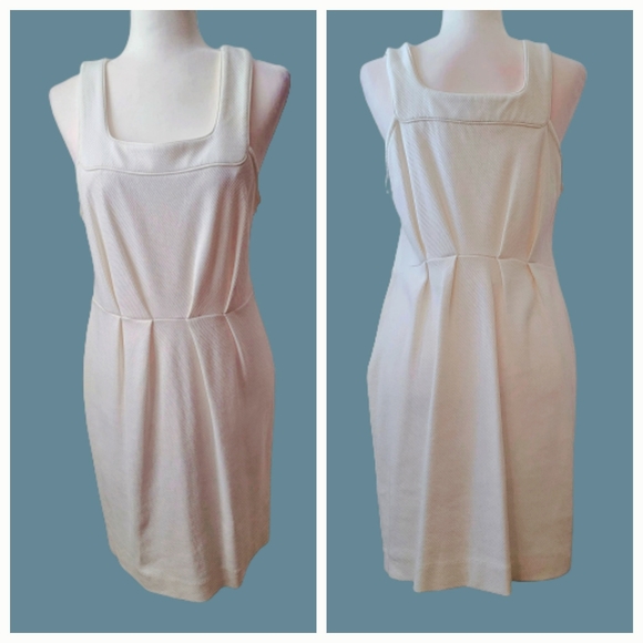 NWOT Banana Republic Ivory Pique Sleeveless Sheath Dress sz 12P  - Picture 1 of 10